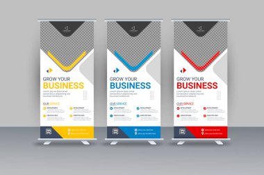Vector professional modern corporate stand roll up banner and pull up banner template