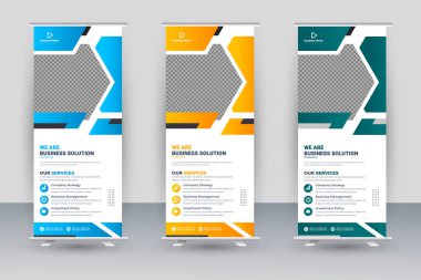 Vector professional modern corporate stand roll up banner and pull up banner template