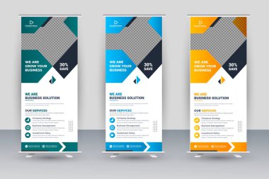 Vector professional modern corporate stand roll up banner and pull up banner template