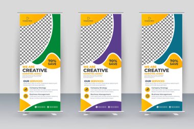 Vector professional modern corporate stand roll up banner and pull up banner template