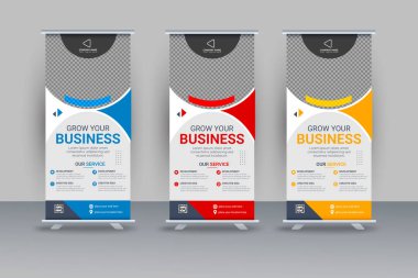 Vector professional modern corporate stand roll up banner and pull up banner template