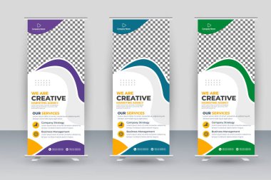 Vector professional modern corporate stand roll up banner and pull up banner template