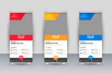 Vector professional modern corporate stand roll up banner and pull up banner template