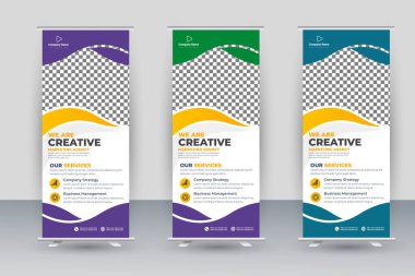 Vector professional modern corporate stand roll up banner and pull up banner template