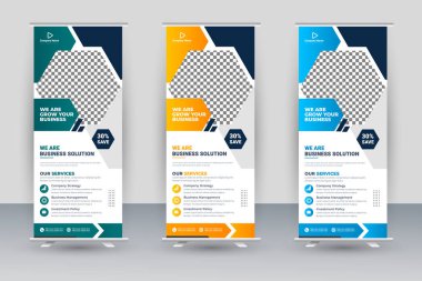 Vector professional modern corporate stand roll up banner and pull up banner template