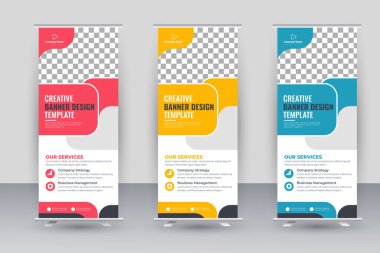 Vector roll up display standee banner design for corporate business with creative