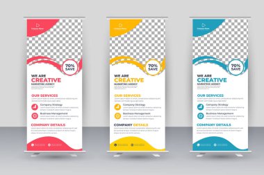Vector roll up display standee banner design for corporate business with creative