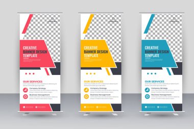 Vector roll up display standee banner design for corporate business with creative