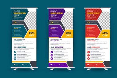 Vector roll up display standee banner design for corporate business with creative