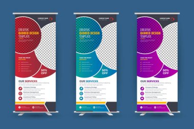 Vector roll up display standee banner design for corporate business with creative