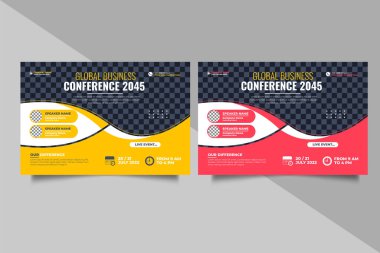 Vector corporate horizontal business conference flyer template or business webinar