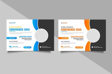 Vector corporate horizontal business conference flyer template or business webinar