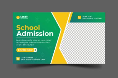 Vector school admission web banner template admission social media banner vector