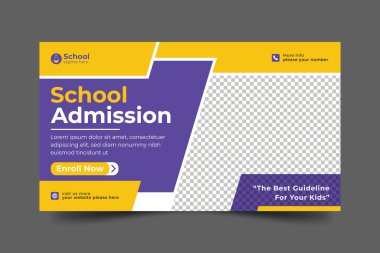 Vector school admission web banner template admission social media banner vector