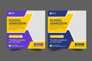 Vector school admission web banner template admission social media banner vector