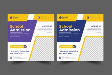 Vector school admission web banner template admission social media banner vector