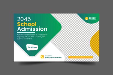 Vector school admission web banner template admission social media banner vector