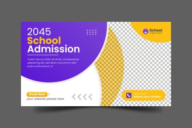 Vector school admission web banner template admission social media banner vector