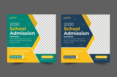 Vector school college university admission banner and educational social media post