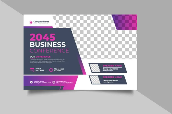 Vector Creative Business Conference Flyer Live Webinar Horizontal Flyer Invitation — Vetor de Stock