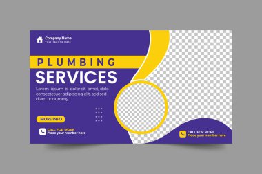 Vector construction renovation handyman home repair web banner social media post