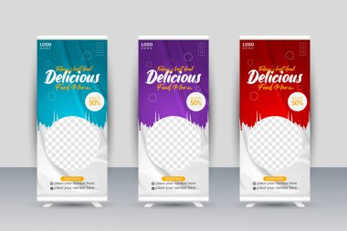 Vector food roll-up business promotion menu and restaurant banner template