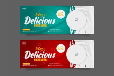 Vector healthy food menu promotion social media facebook cover banner template