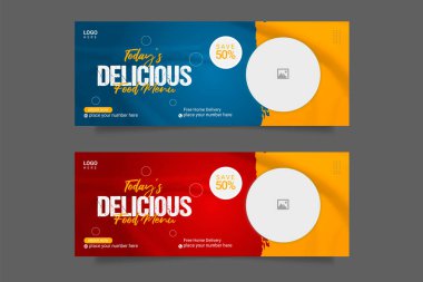 Vector healthy food menu promotion social media facebook cover banner template