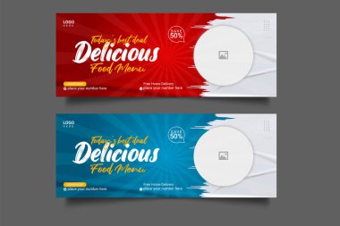 Vector healthy food menu promotion social media facebook cover banner template