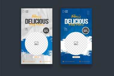 Vector modern food roll up banner design template for restaurant and cafe business