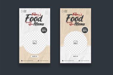 Vector modern food roll up banner design template for restaurant and cafe business