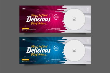 Vector special food and restaurant menu media social cover template