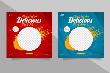 Vector food menu and restaurant social media banner template 