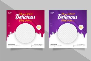 Vector food menu and restaurant social media banner template 