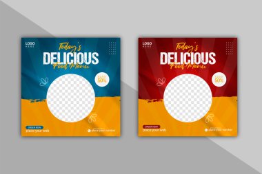 Vector food menu and restaurant social media banner template 