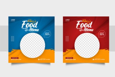 Vector food menu and restaurant social media banner template 
