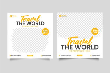 Vector travel social media  post template tourism