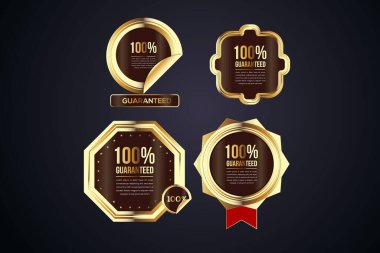 Vector gold badges seal quality labels. sale medal badge premium stamp