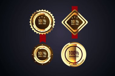 Vector gold badges seal quality labels. sale medal badge premium stamp