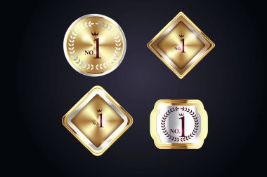 Vector gold badges seal quality labels. sale medal badge premium stamp