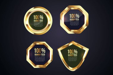 Vector gold badges seal quality labels. sale medal badge premium stamp
