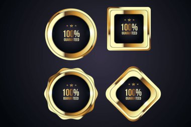 Vector gold badges seal quality labels. sale medal badge premium stamp