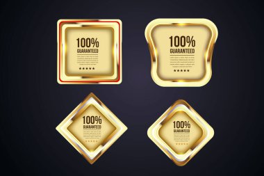 Vector gold badges seal quality labels. sale medal badge premium stamp