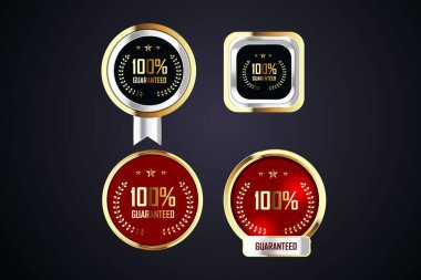 Vector gold badges seal quality labels. sale medal badge premium stamp