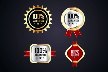 Vector gold badges seal quality labels. sale medal badge premium stamp