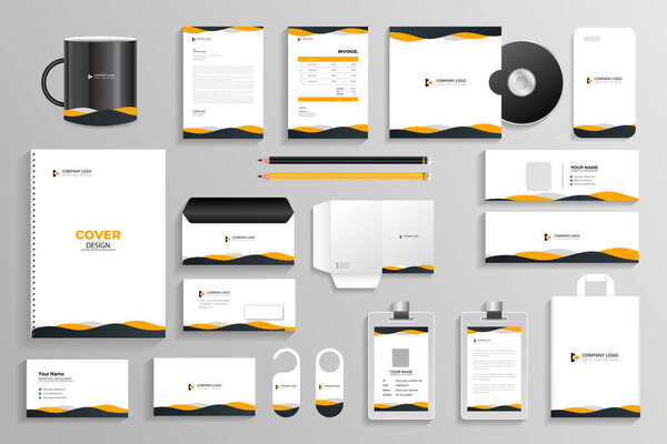 Vector modern business stationery design elements set template