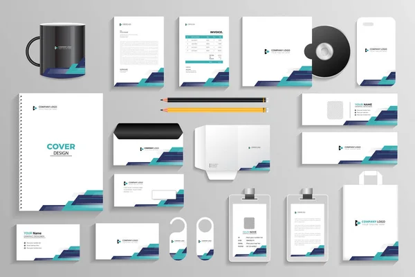 Vector modern corporate business stationery design template collateral set