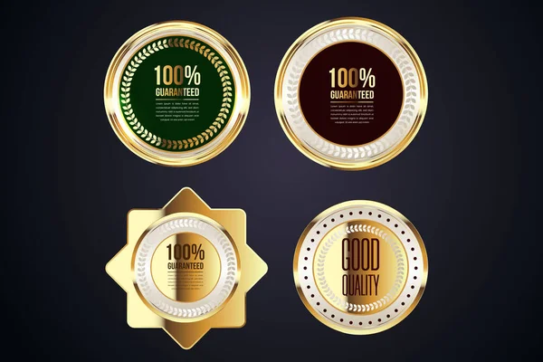 Vector gold badges seal quality labels. sale medal badge premium stamp