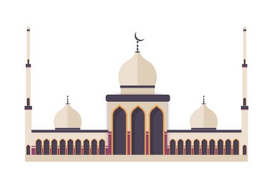 Vector islamic mosque building set flat illustration