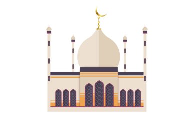Vector islamic mosque building set flat illustration